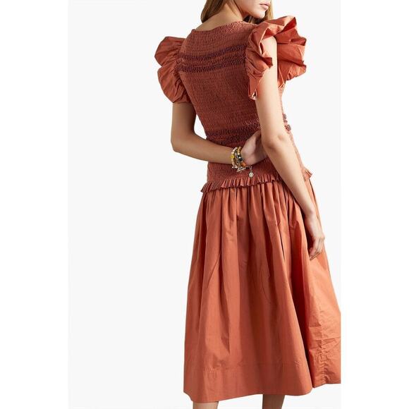 Ulla Johnson Madeline Smocked Midi Dress Size 2 NWOT Clay - Picture 2 of 9